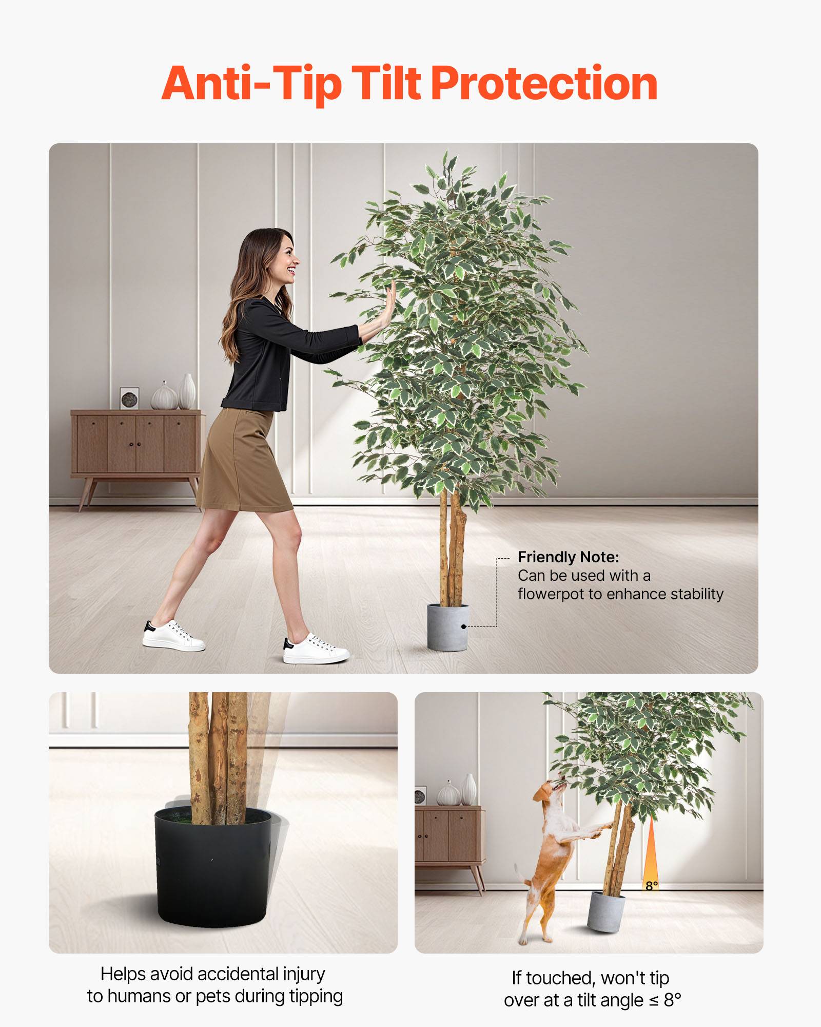 VEVOR Arbre Artificiel Plante Artificielle Faux Ficus 1,8 m Décoration Intérieur - Image 5