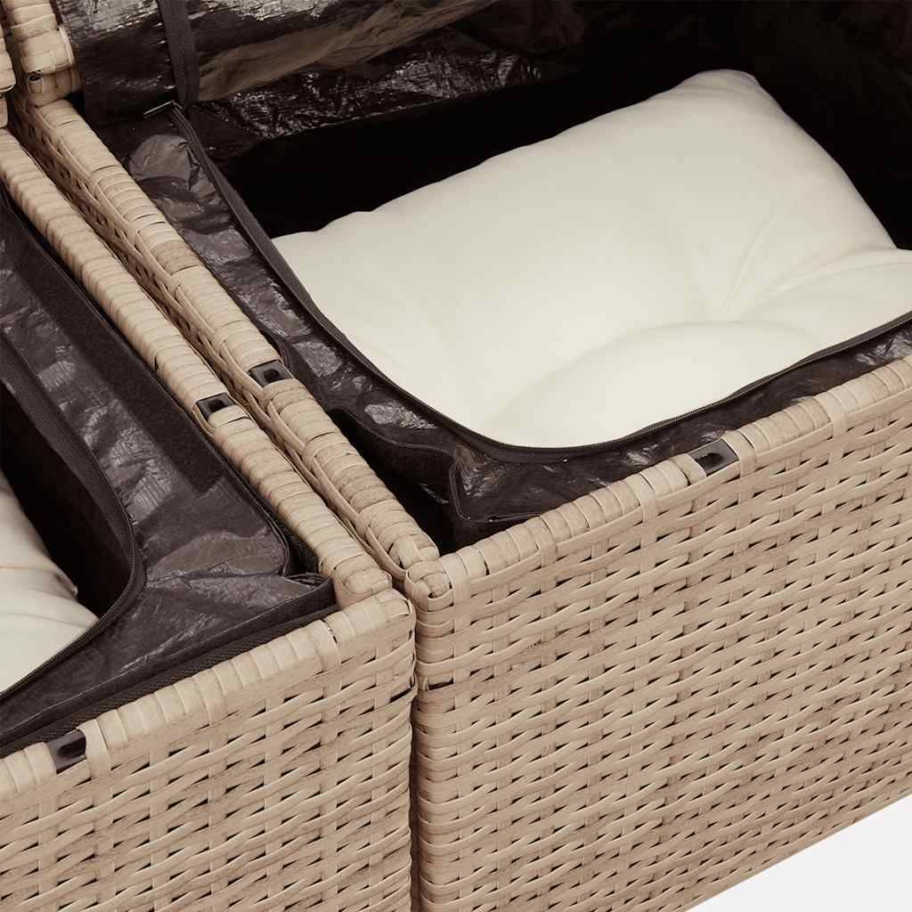 ComfortXL - Petit salon de jardin 5 pièces résine tressée beige avec table ajustable et rangement intégré – ComfortXL Outdoor Living - Image 5