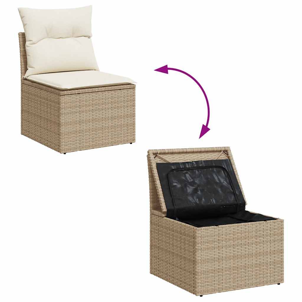ComfortXL - Petit salon de jardin 5 pièces résine tressée beige avec table ajustable et rangement intégré – ComfortXL Outdoor Living - Image 7