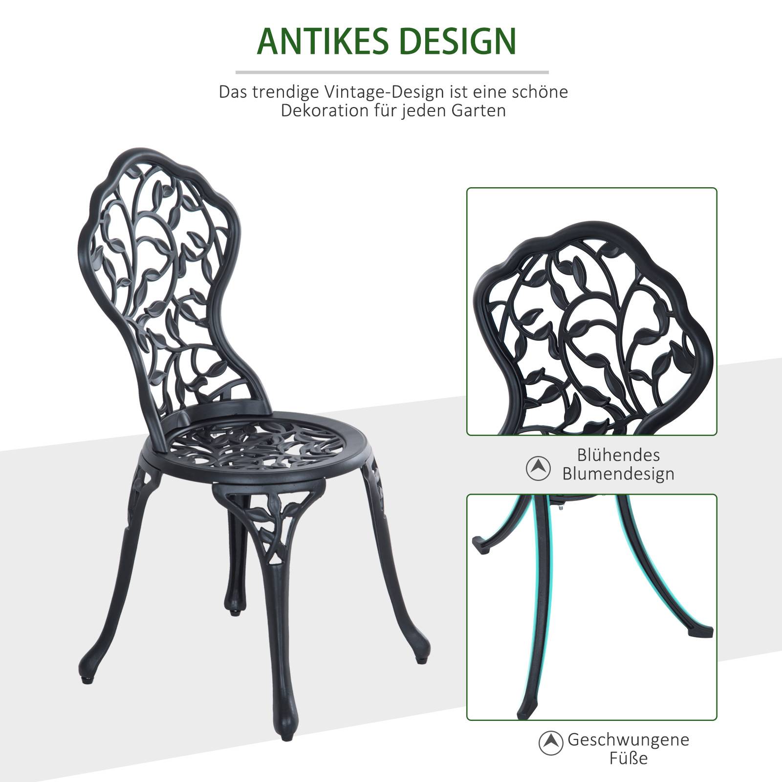 ComfortXL - Salon de jardin bistrot aluminium noir 2 places pour balcon facile à nettoyer - ComfortXL Outdoor Living - Image 6
