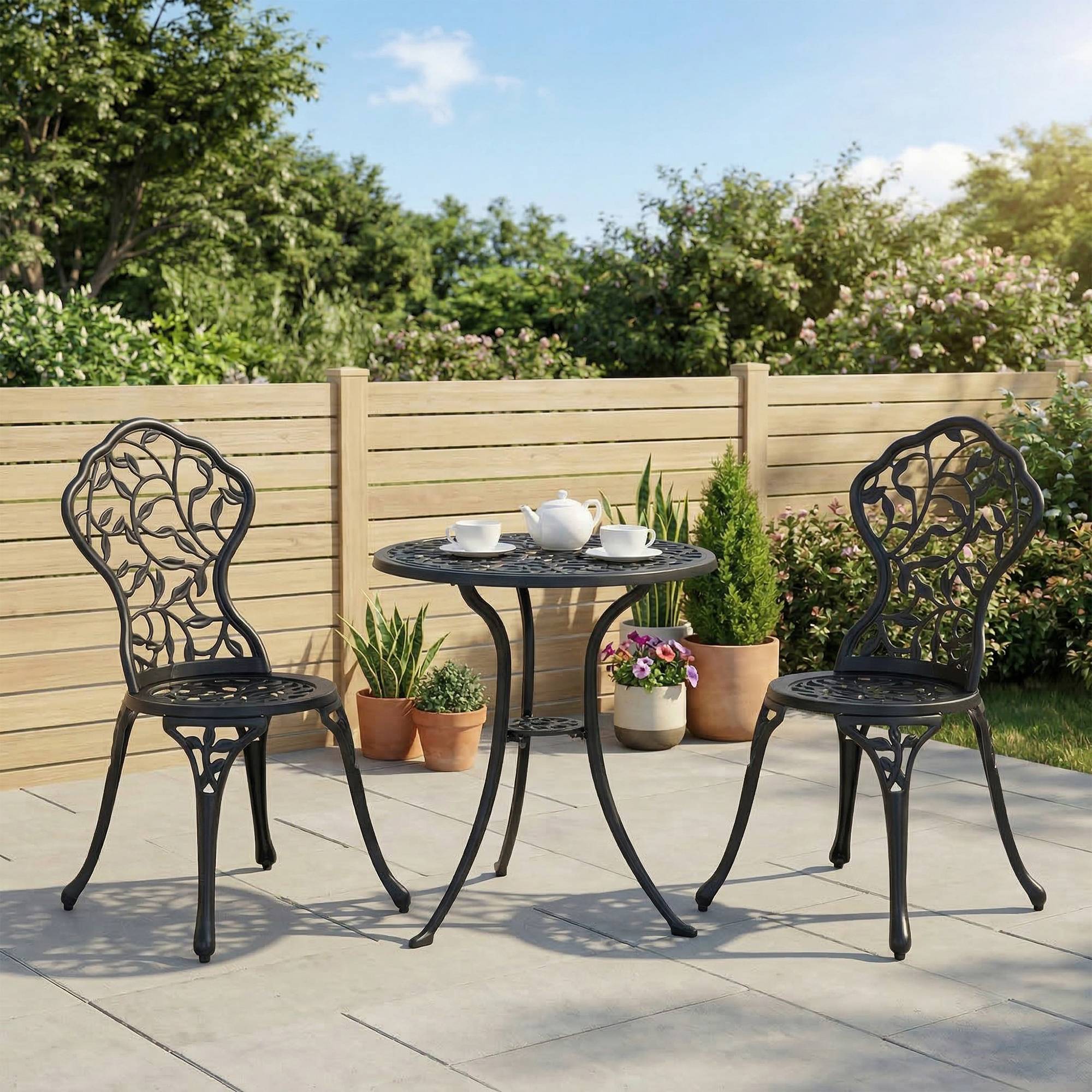 ComfortXL - Salon de jardin bistrot aluminium noir 2 places pour balcon facile à nettoyer - ComfortXL Outdoor Living - Image 3