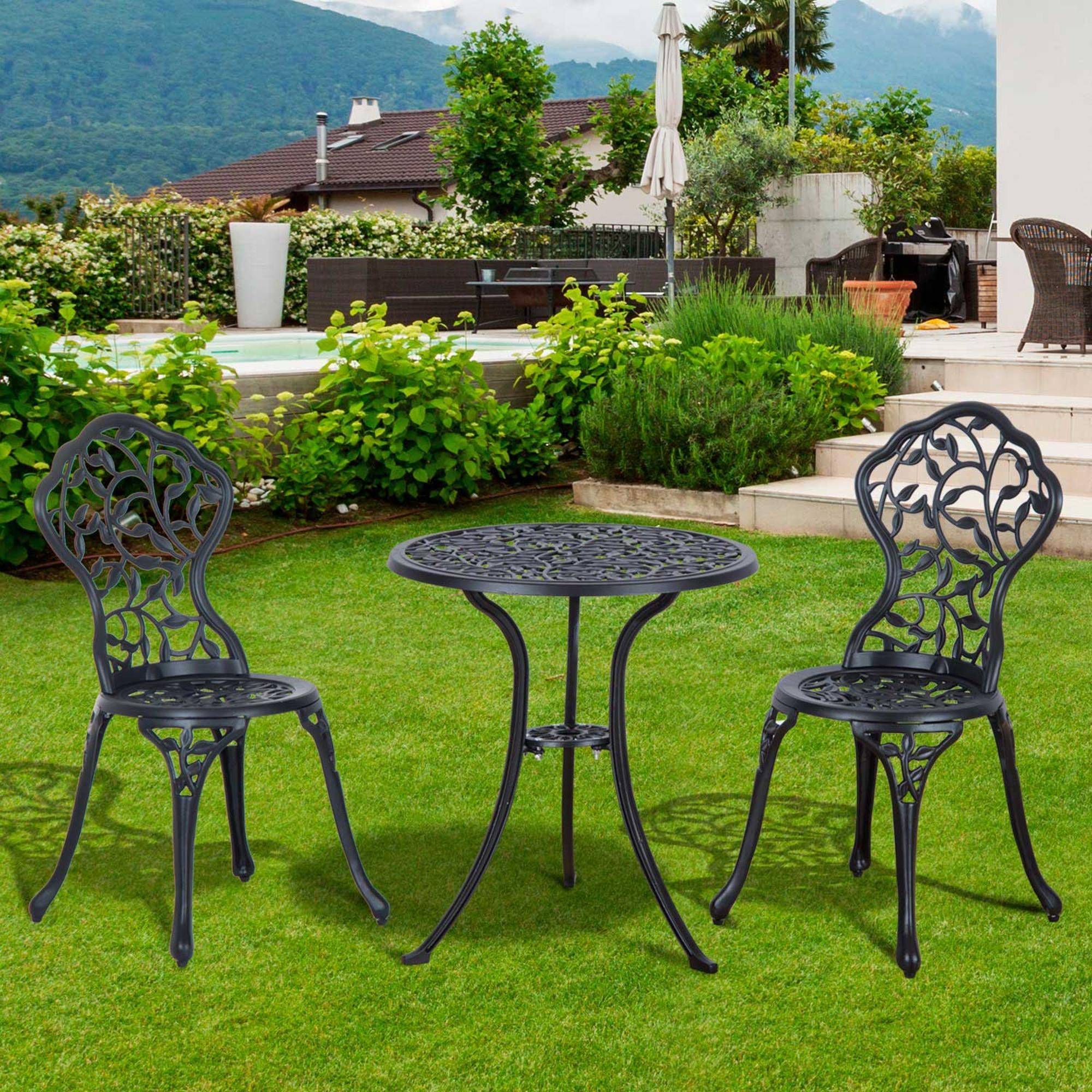 ComfortXL - Salon de jardin bistrot aluminium noir 2 places pour balcon facile à nettoyer - ComfortXL Outdoor Living - Image 4