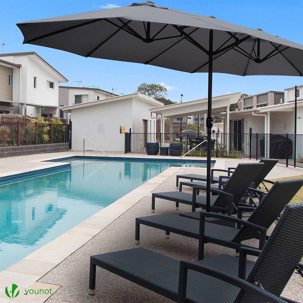 Parasol Jardin Double Aluminium 270 x 460 cm gris - Image 7