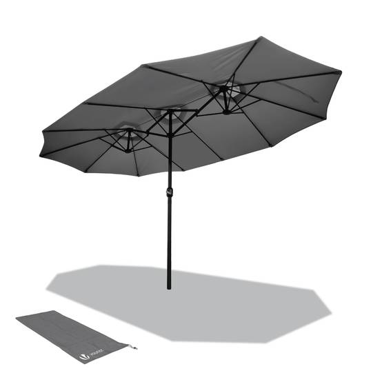 Parasol Jardin Double Aluminium 270 x 460 cm gris - Image 1