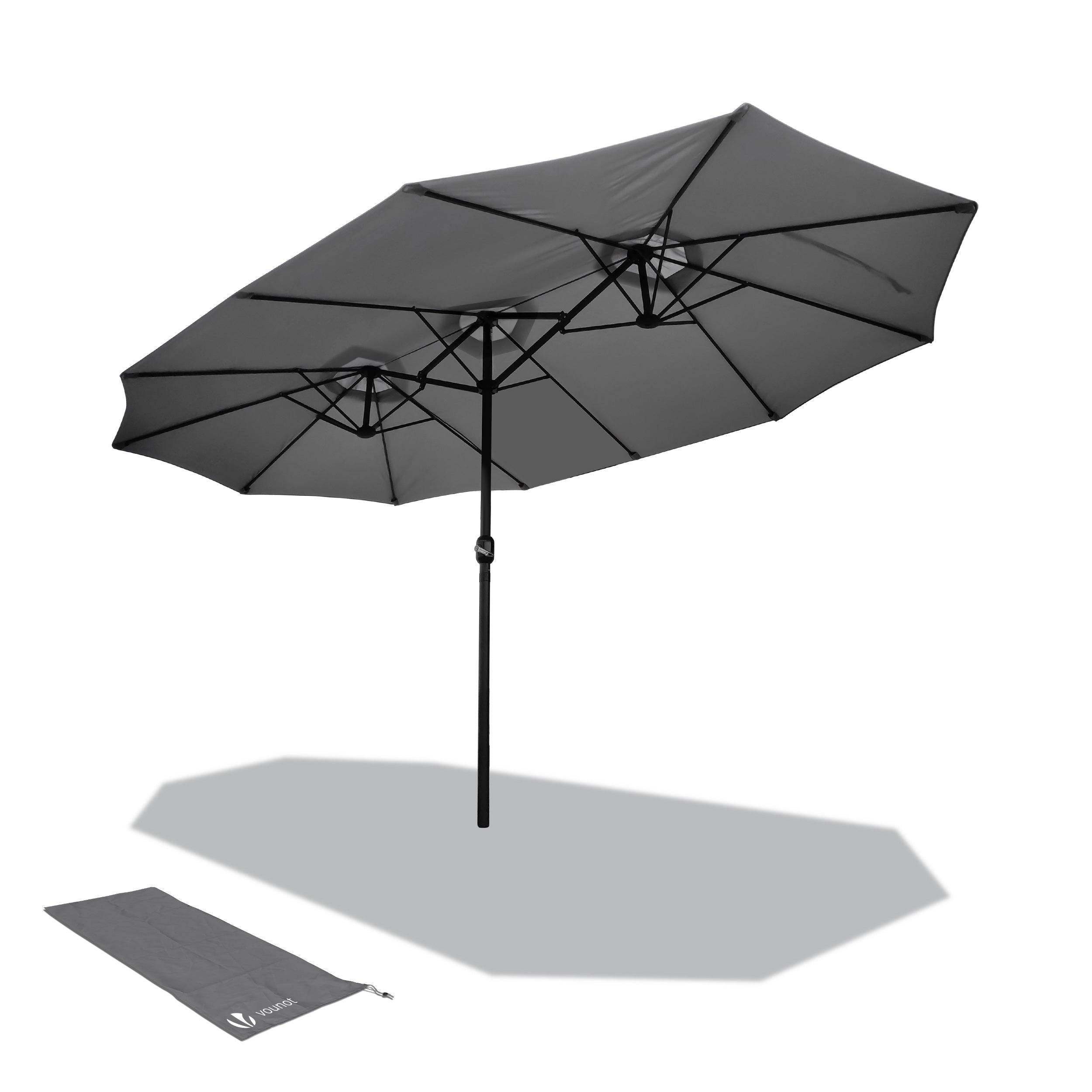 Parasol Jardin Double Aluminium 270 x 460 cm gris - Image 1