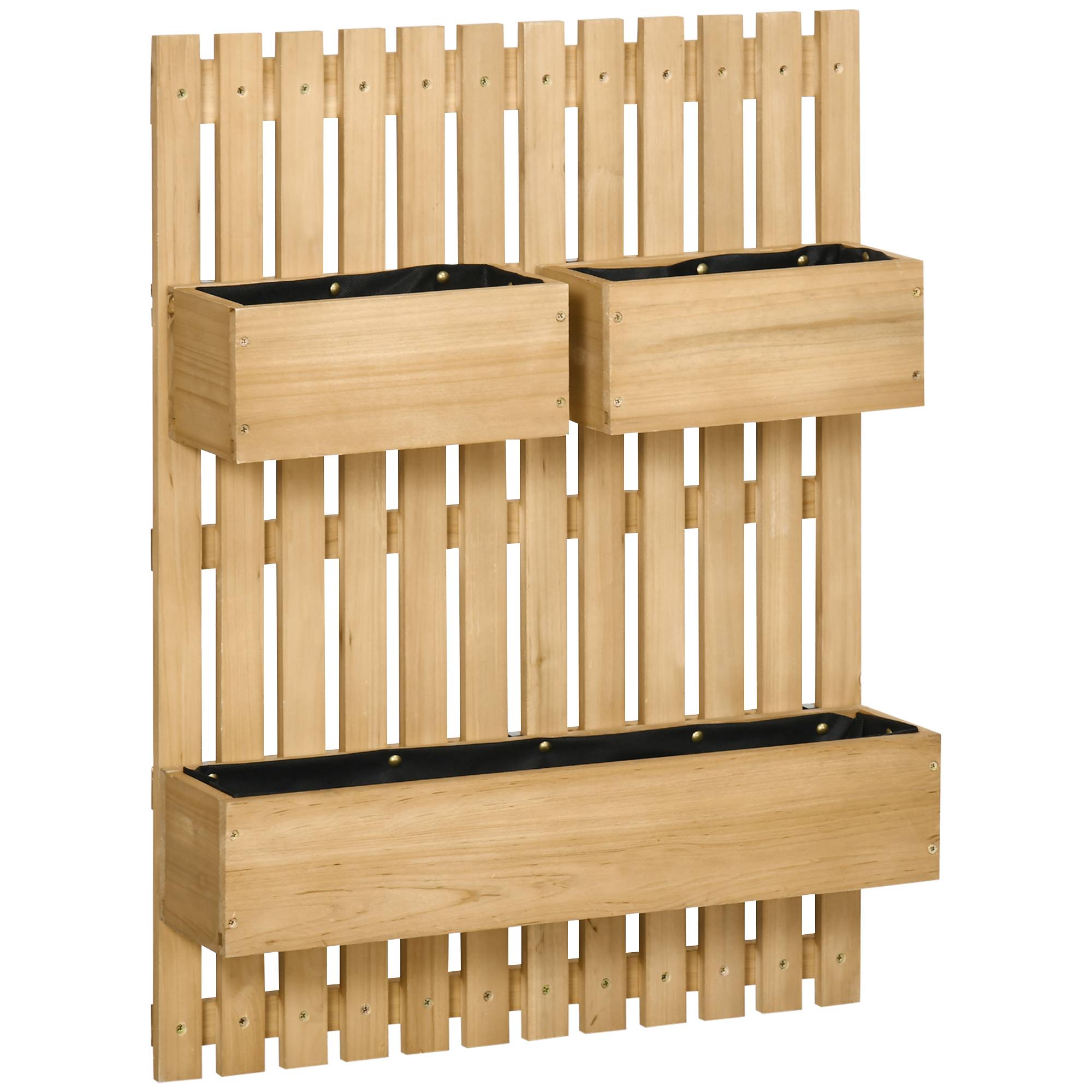 Sans Marque - Jardinière murale potager avec 3 bacs en bois massif amovibles 60 x 16 x 80 cm - Image 2