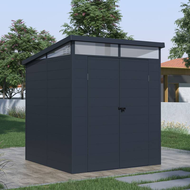 Abri de jardin résine anthracite 3,24m² toit plat avec plancher Jôbu - Image 3