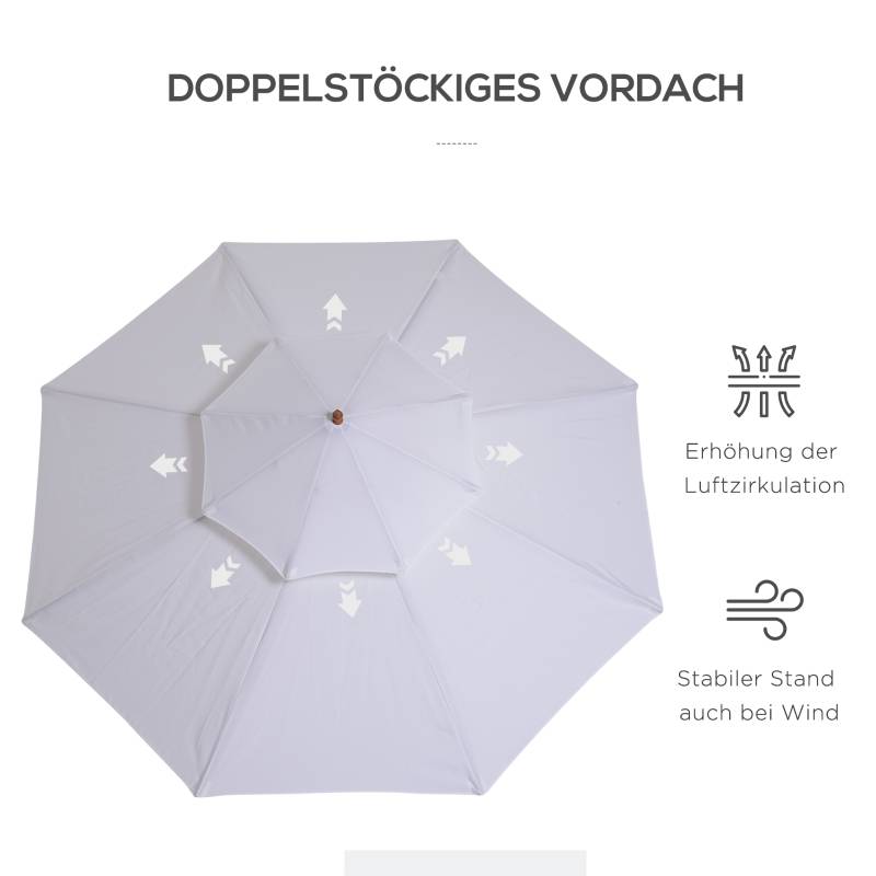 Parasol double toit bois bambou pour jardin et terrasse protection UV 265cm crème - ComfortXL Outdoor Living - Image 5