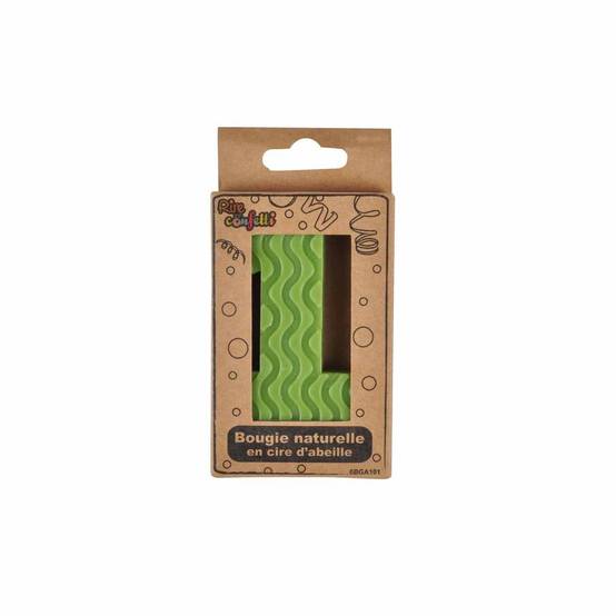 Bougie d'Anniversaire en Cire d'Abeille "Chiffre 1" 8cm Vert - Image 2