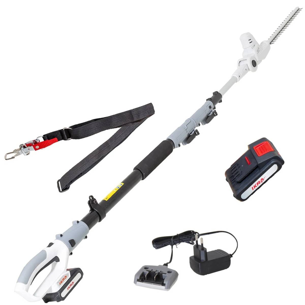 Taille haie sur perche téléscopique 20V - Coupe longueur 40 cm - Batterie lithium 2.0Ah Chargeur 20V - IKRA - Image 4