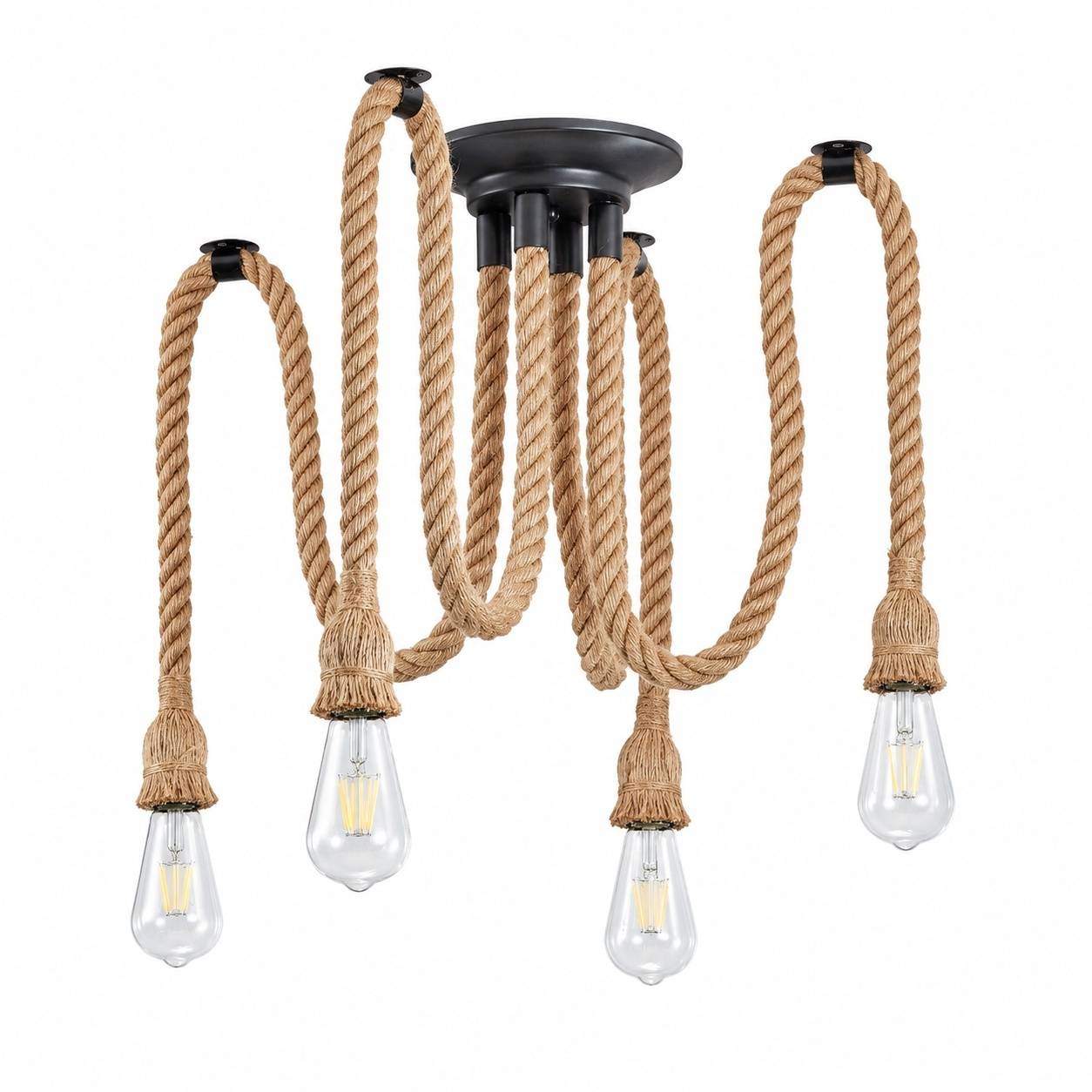 Suspension Industrielle Vintage 4 Cordes pour Restaurant Bar Salle à Manger - Image 1