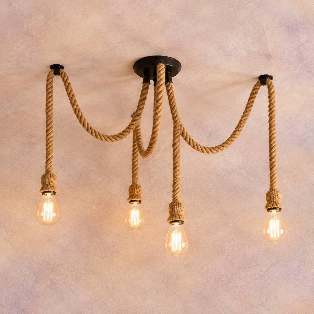 Suspension Industrielle Vintage 4 Cordes pour Restaurant Bar Salle à Manger - Image 5