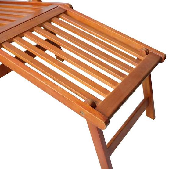 Chaise longue | Transat | Bain de soleil d'extérieur repose-pied et coussin Acacia solide - Image 5