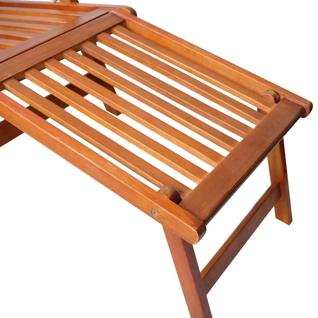 Chaise longue | Transat | Bain de soleil d'extérieur repose-pied et coussin Acacia solide - Image 5
