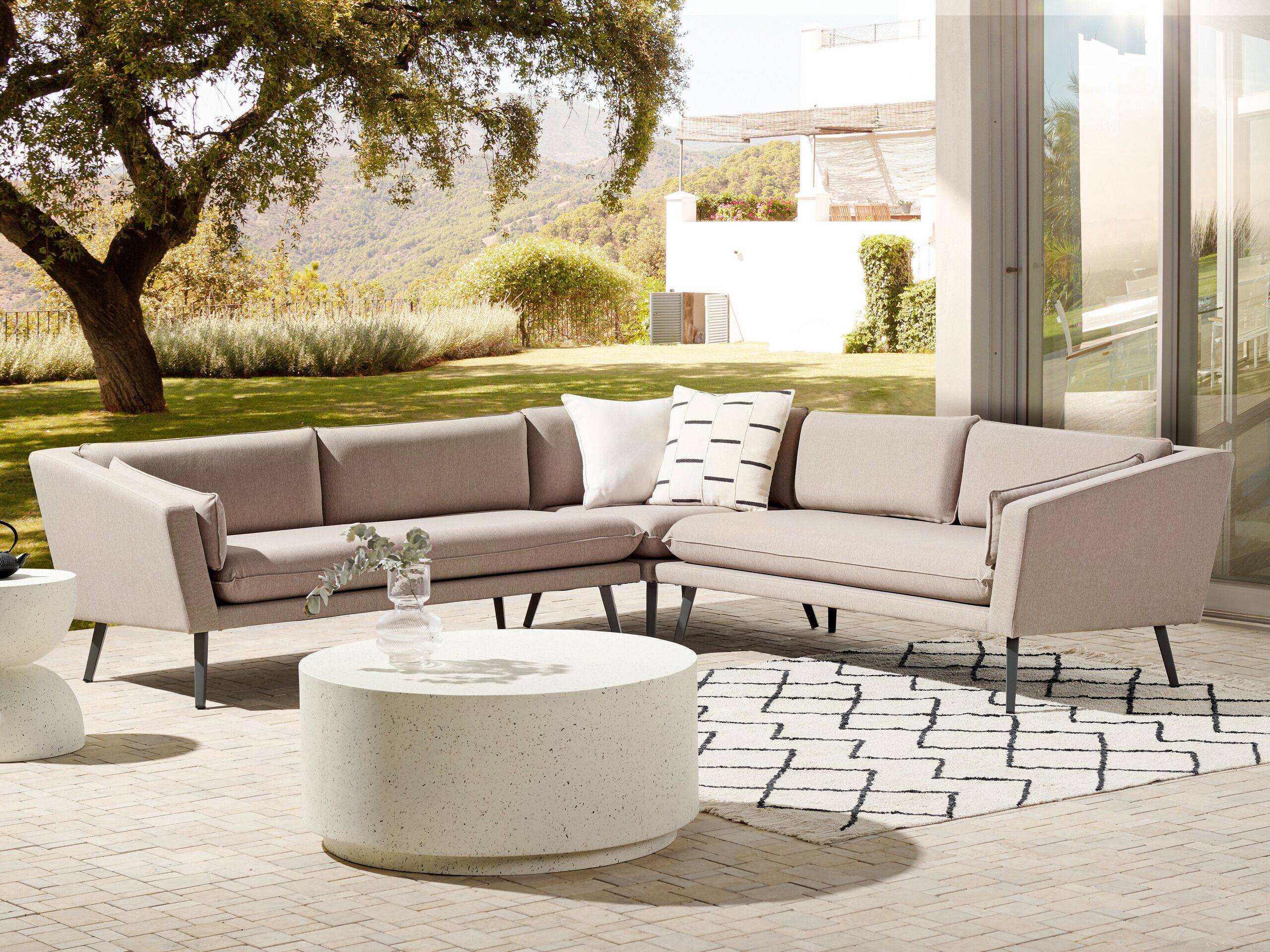 Beliani - Canapé de jardin, 5 Personnes Tissu Beige LORETELLO - Beliani - Image 1