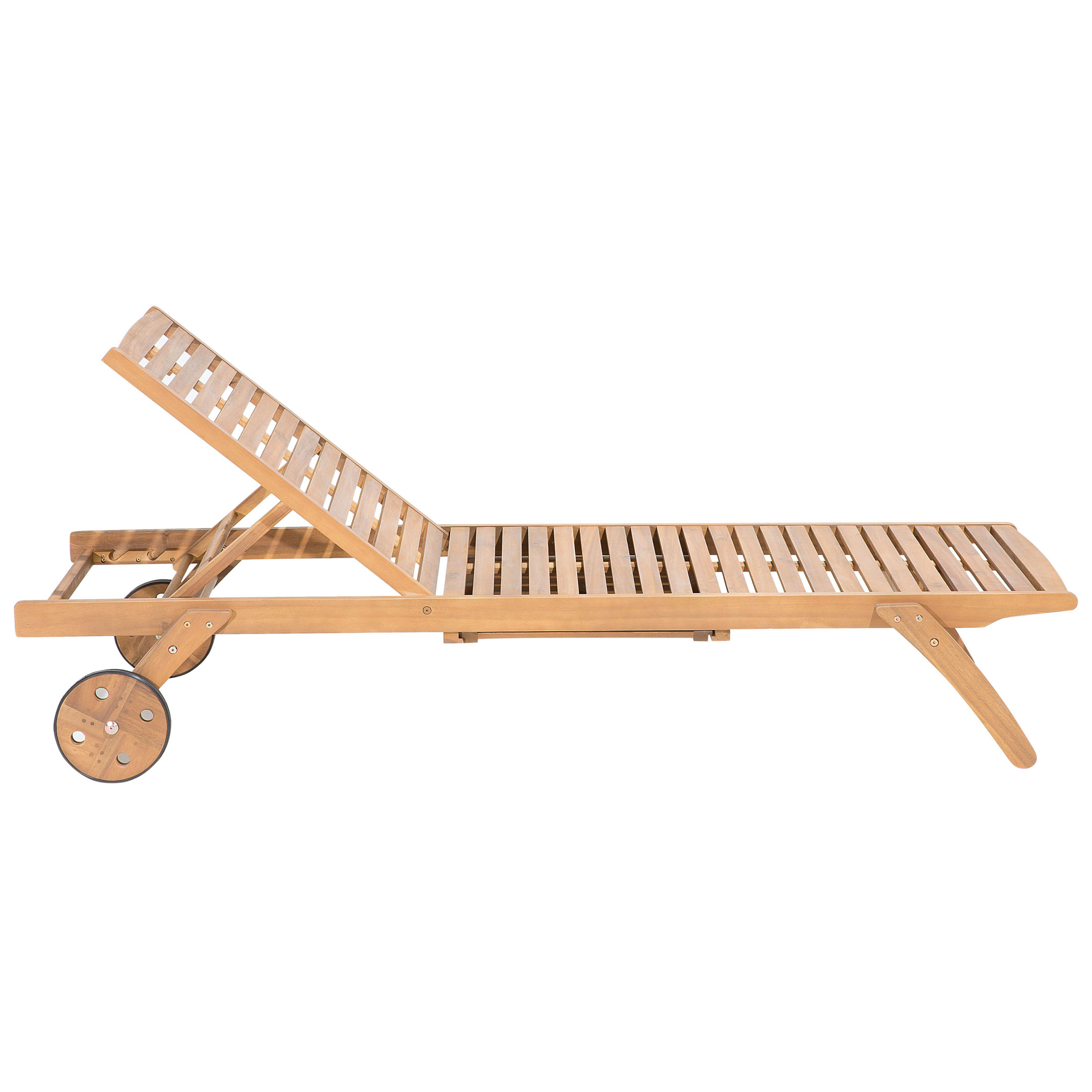 Beliani - Transat Bain de Soleil à Dossier Inclinable en Bois d'Acacia Aspect Naturel et Coussin Gris Design Intemporel pour Jardin Méditerranéen Beliani - Image 7