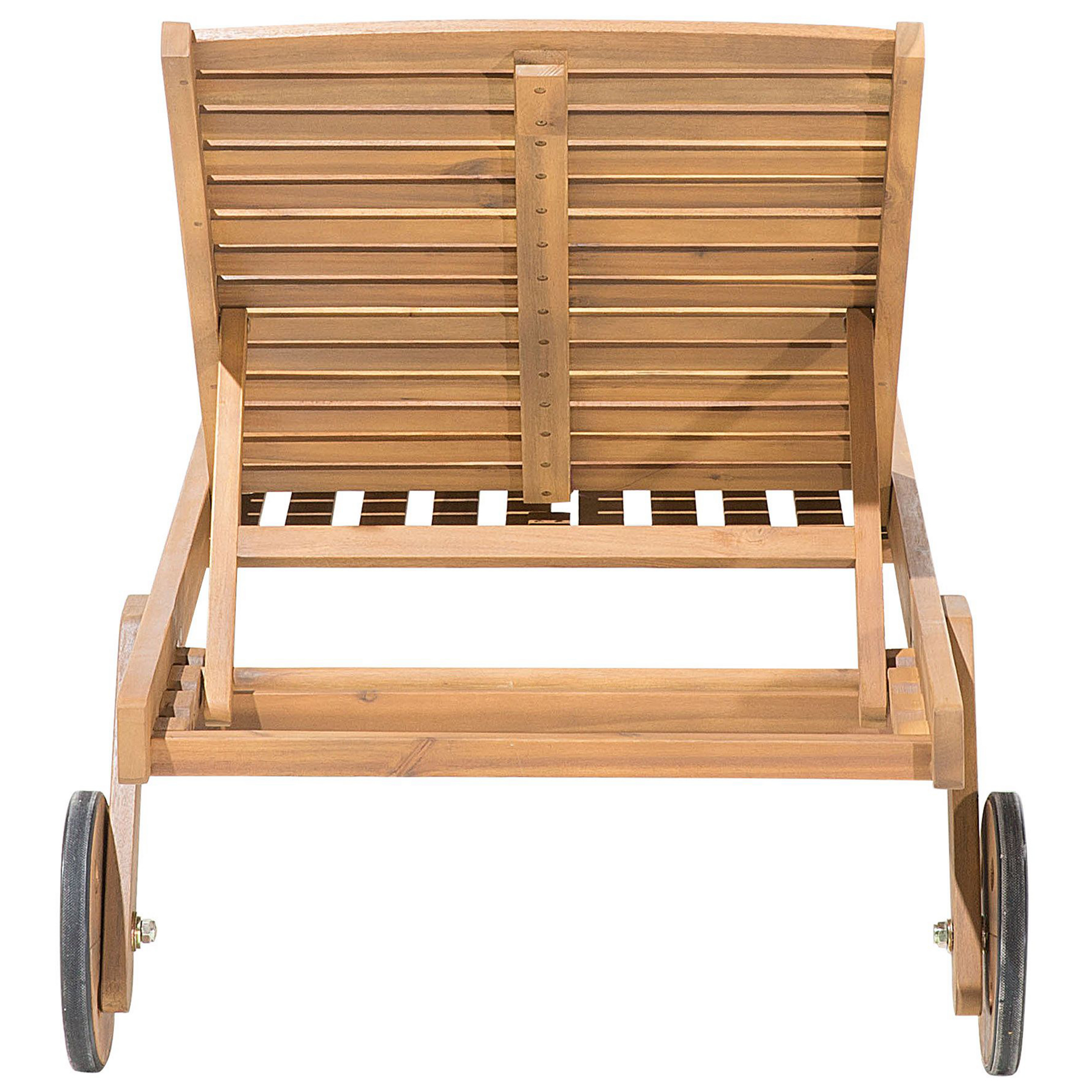 Beliani - Transat Bain de Soleil à Dossier Inclinable en Bois d'Acacia Aspect Naturel et Coussin Gris Design Intemporel pour Jardin Méditerranéen Beliani - Image 8