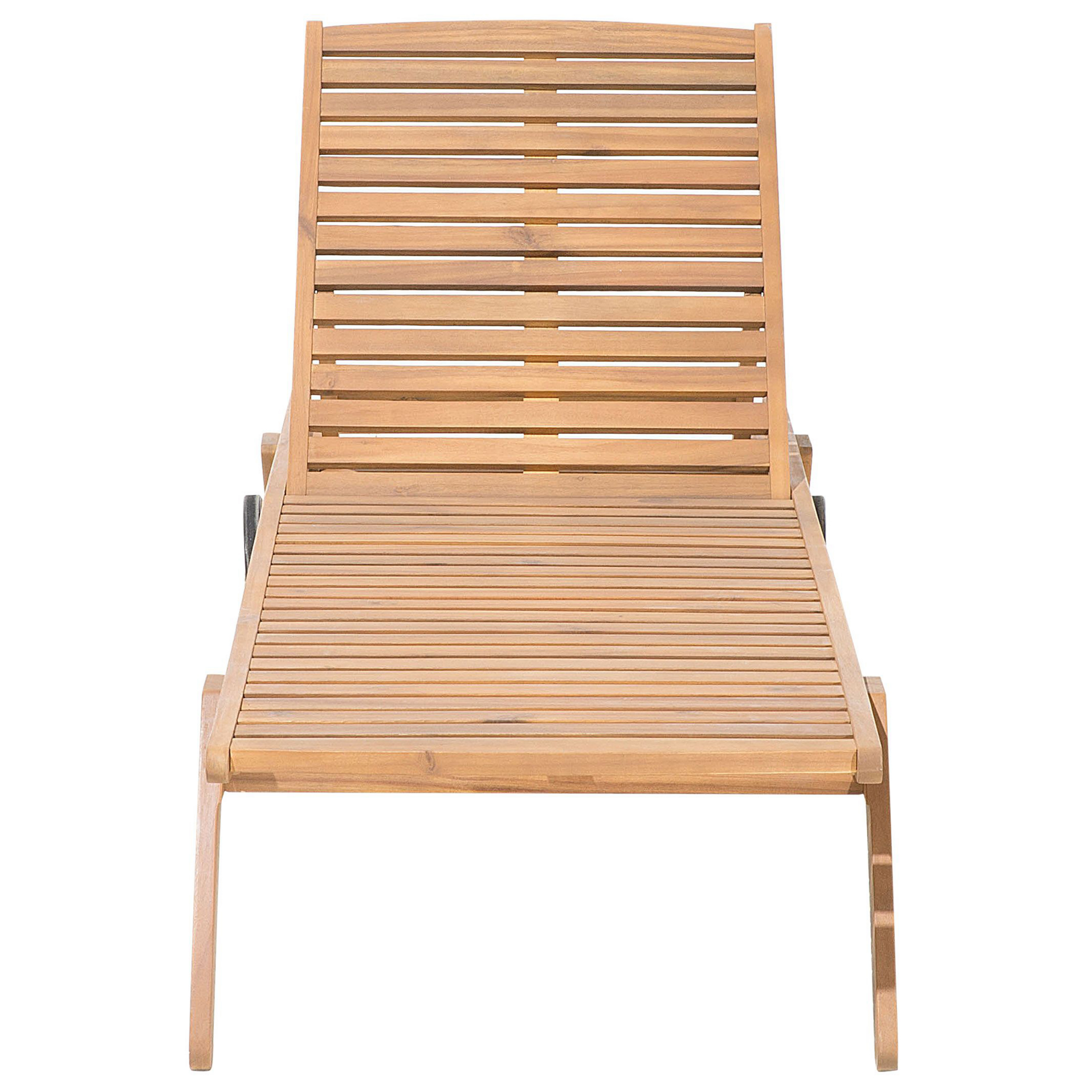 Beliani - Transat Bain de Soleil à Dossier Inclinable en Bois d'Acacia Aspect Naturel et Coussin Gris Design Intemporel pour Jardin Méditerranéen Beliani - Image 5