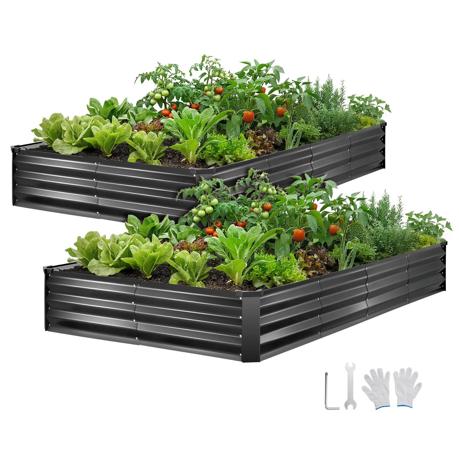 Vevor - VEVOR Carré Potager Surélevé Métal Rectangulaire 240x120x30 cm 2 PCS Gris Foncé - Image 1