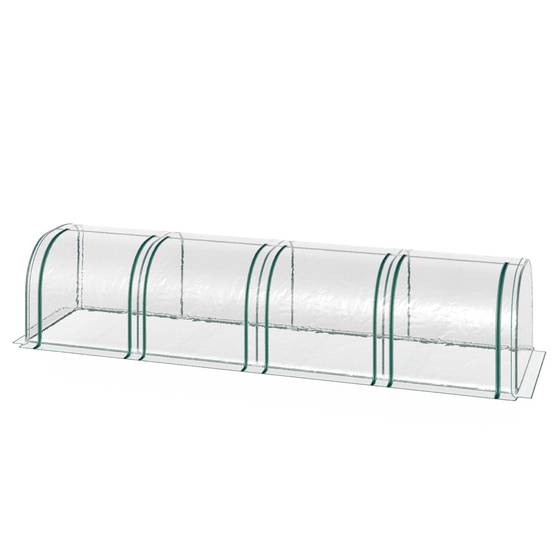Mini Serre de Jardin Serre à tomates 4L x 1l x 0,80H m Acier PVC Anti-UV 4 fenêtres Zip enroulables Vert et Transparent - Image 1