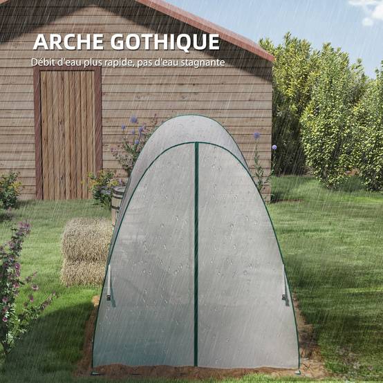 Serre de jardin 1,8 x 1,8 x 2 m avec portes enroulables et grandes fenêtres, serre tunnel de jardin, blanc - Image 6