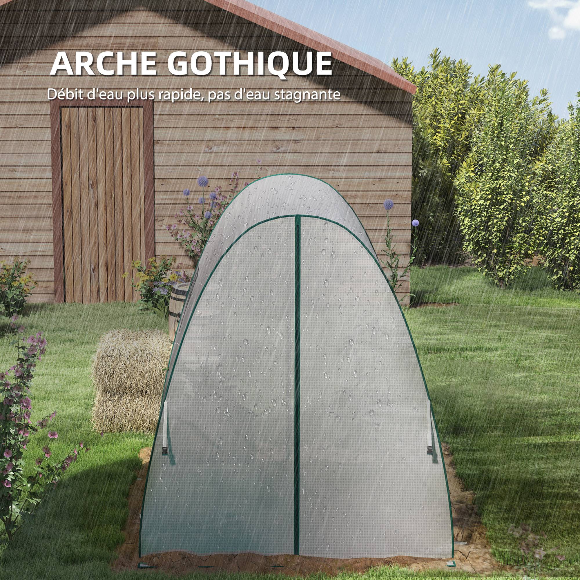 Serre de jardin 1,8 x 1,8 x 2 m avec portes enroulables et grandes fenêtres, serre tunnel de jardin, blanc - Image 6