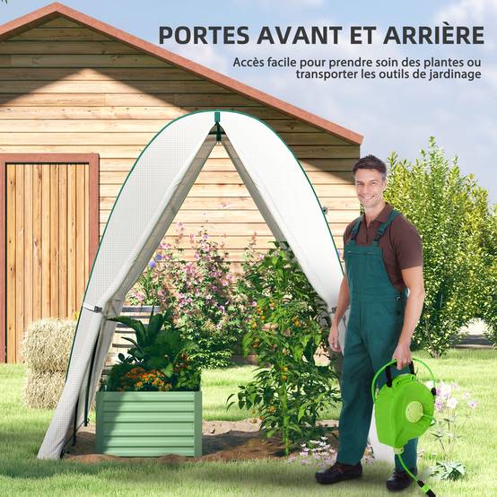 Serre de jardin 1,8 x 1,8 x 2 m avec portes enroulables et grandes fenêtres, serre tunnel de jardin, blanc - Image 8