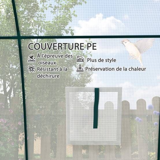 Serre de jardin 1,8 x 1,8 x 2 m avec portes enroulables et grandes fenêtres, serre tunnel de jardin, blanc - Image 9