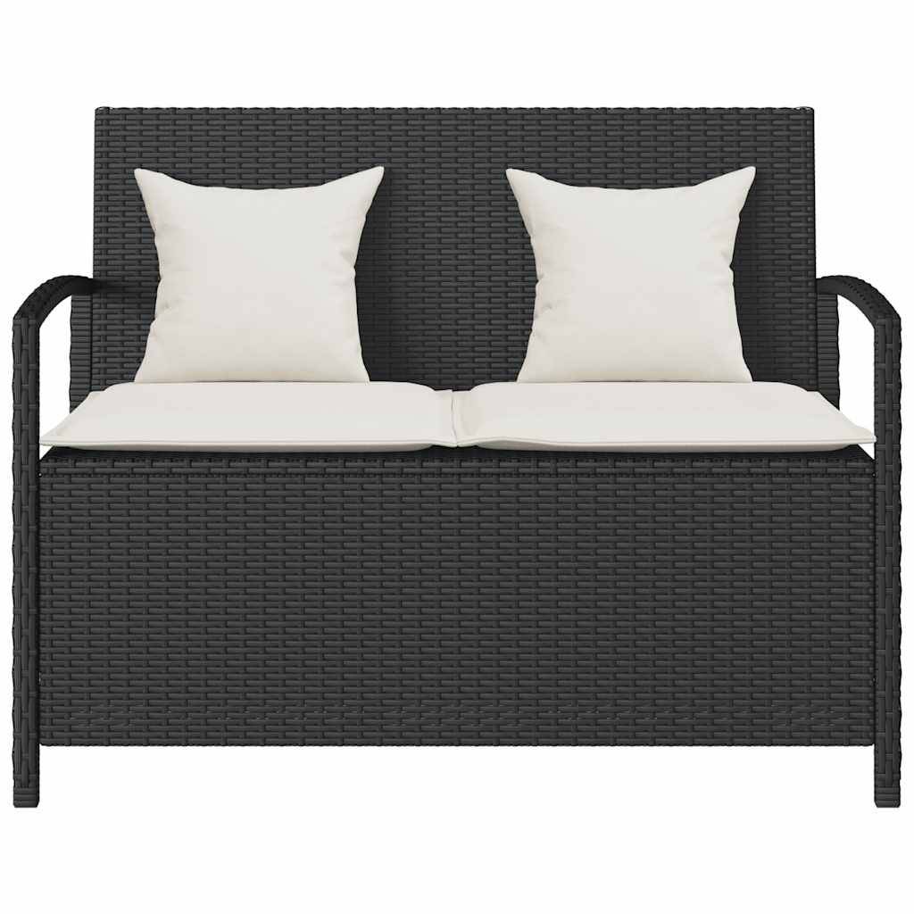Banc Coffre de Rangement Résine Tressée avec Dossier et Coussins pour Jardin Terrasse Noir – ComfortXL Outdoor Living - Image 4