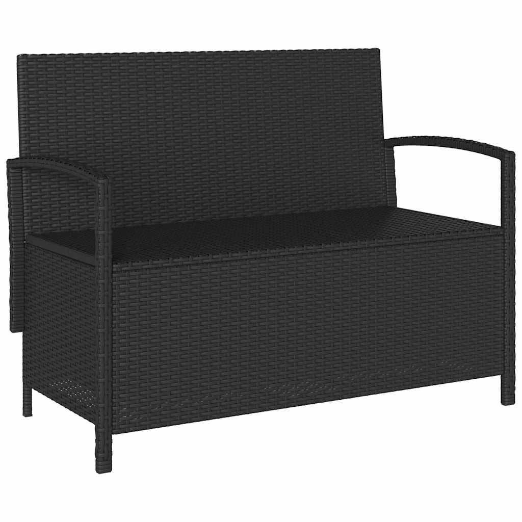 Banc Coffre de Rangement Résine Tressée avec Dossier et Coussins pour Jardin Terrasse Noir – ComfortXL Outdoor Living - Image 5