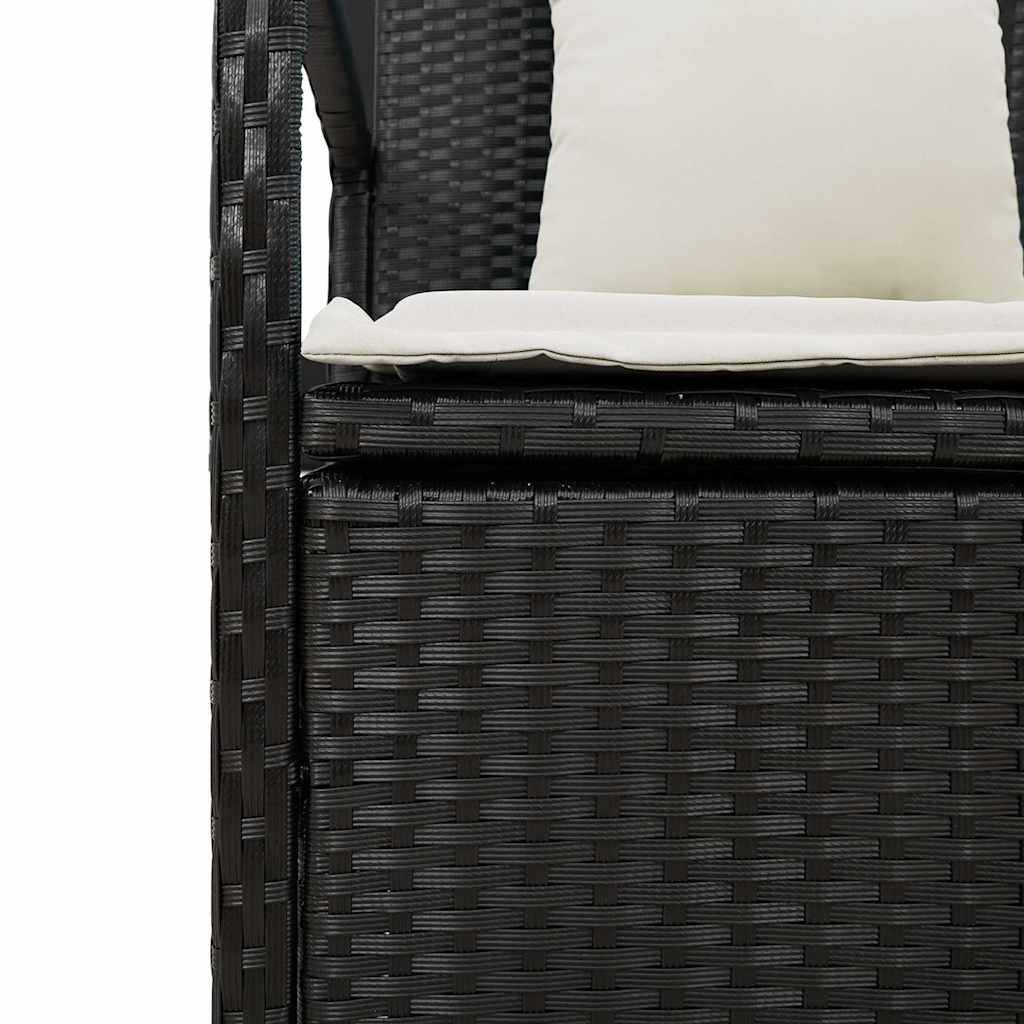 Banc Coffre de Rangement Résine Tressée avec Dossier et Coussins pour Jardin Terrasse Noir – ComfortXL Outdoor Living - Image 6