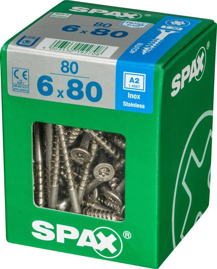 Spax - Lot de 80 vis inox tête fraisée torx SPAX, Diam.6 mm x L.80 mm - Image 4