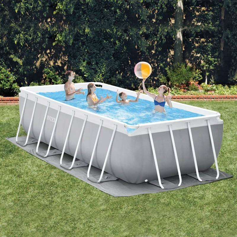 Piscine tubulaire Prism rectangulaire 4.88 x 2.44 x 1.07m Intex + accessoires - Image 1