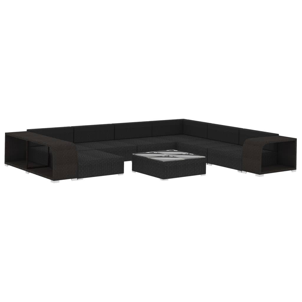 Vidaxl - Salon de jardin 10 pcs avec coussins Résine tressée Noir vidaXL 46815 - Image 4