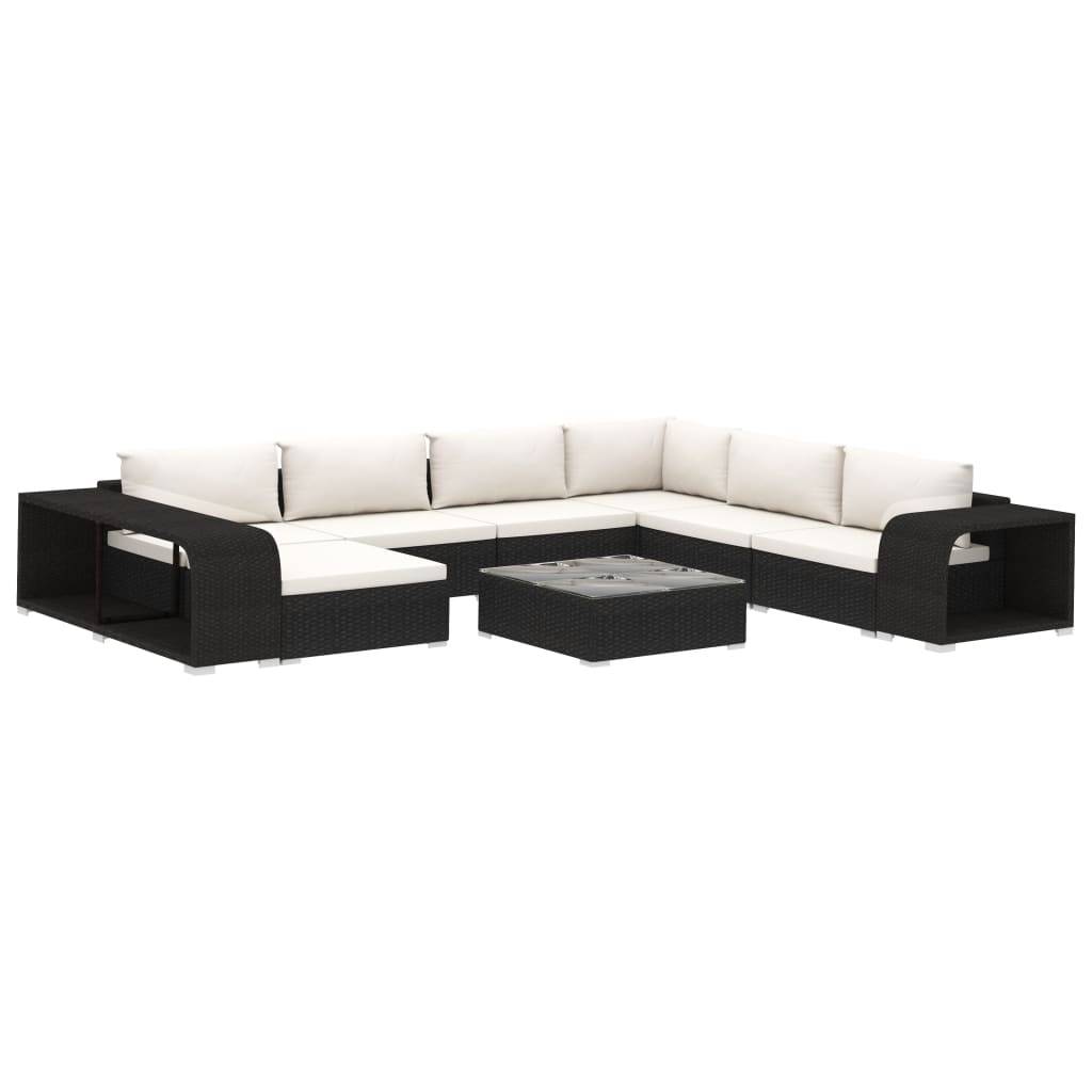 Vidaxl - Salon de jardin 10 pcs avec coussins Résine tressée Noir vidaXL 46815 - Image 2
