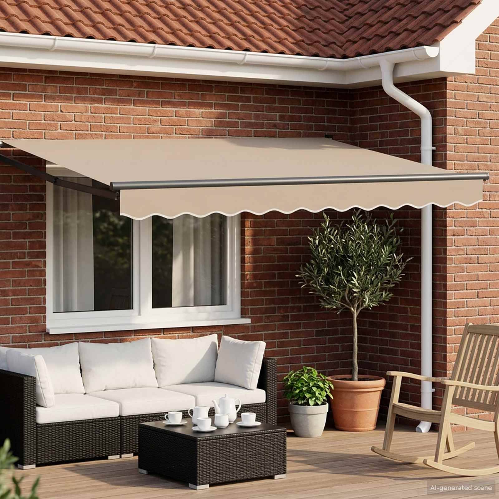 ComfortXL - Store banne électrique motorisé aluminium pour terrasse Beige et anthracite 3,5x2,5m - ComfortXL Outdoor Living - Image 1