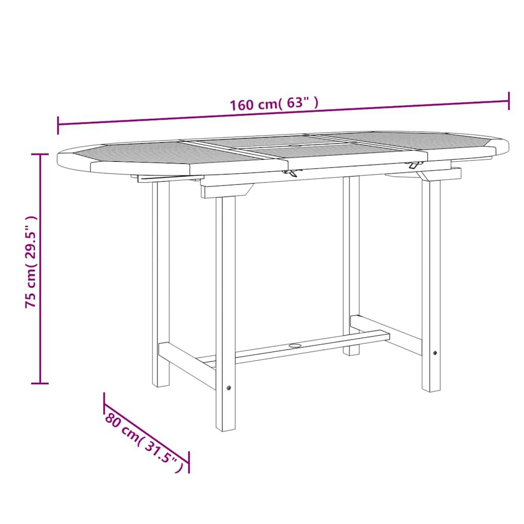 PANGIVO - Table extensible de jardin bois de teck solide 110-160 x 80 x 75 cm - PANGIVO - Image 8