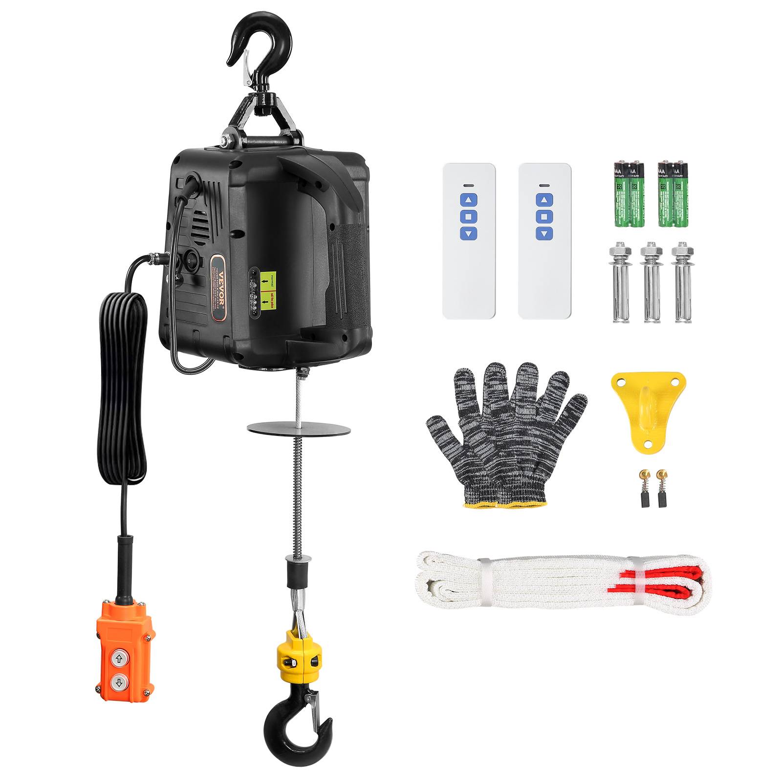 VEVOR Palan électrique 3 en 1, 500 kg, treuil portable 1500W, ht. levage 7m, télécommande filaire/sans fil. - Image 1