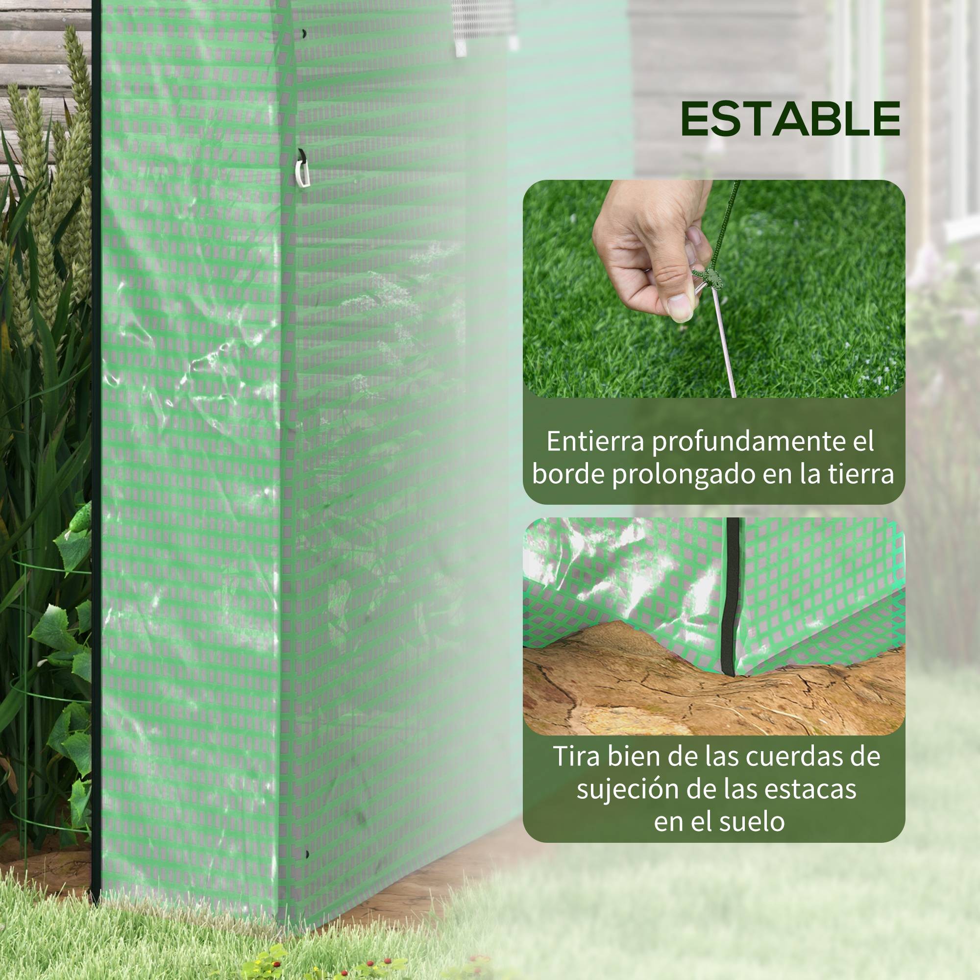 Serre Tunnel de Jardin Compacte 3.24m² avec 2 Portes et 2 Fenêtres 180x180x200 cm Vert - ComfortXL Outdoor Living - Image 9