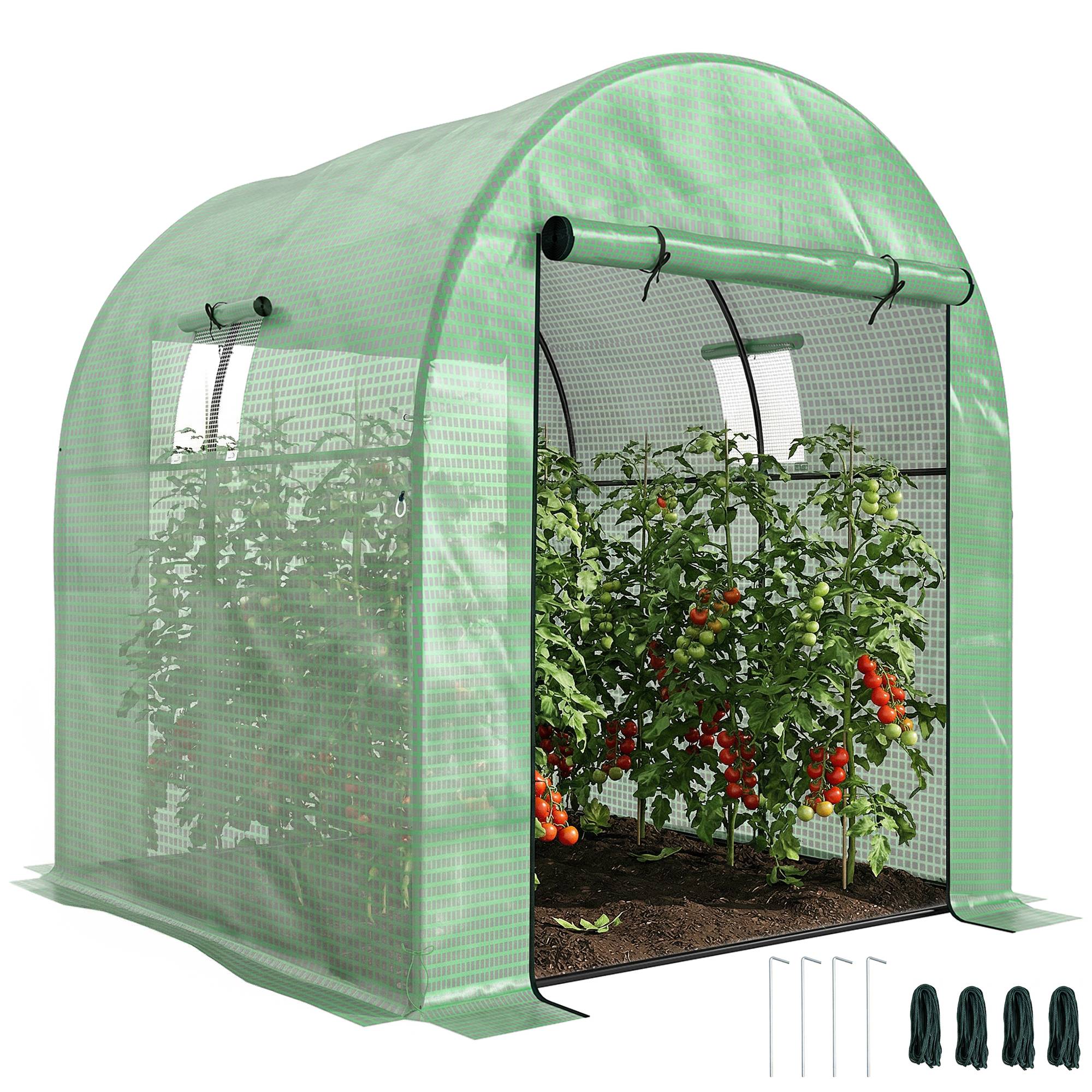 Serre Tunnel de Jardin Compacte 3.24m² avec 2 Portes et 2 Fenêtres 180x180x200 cm Vert - ComfortXL Outdoor Living - Image 1