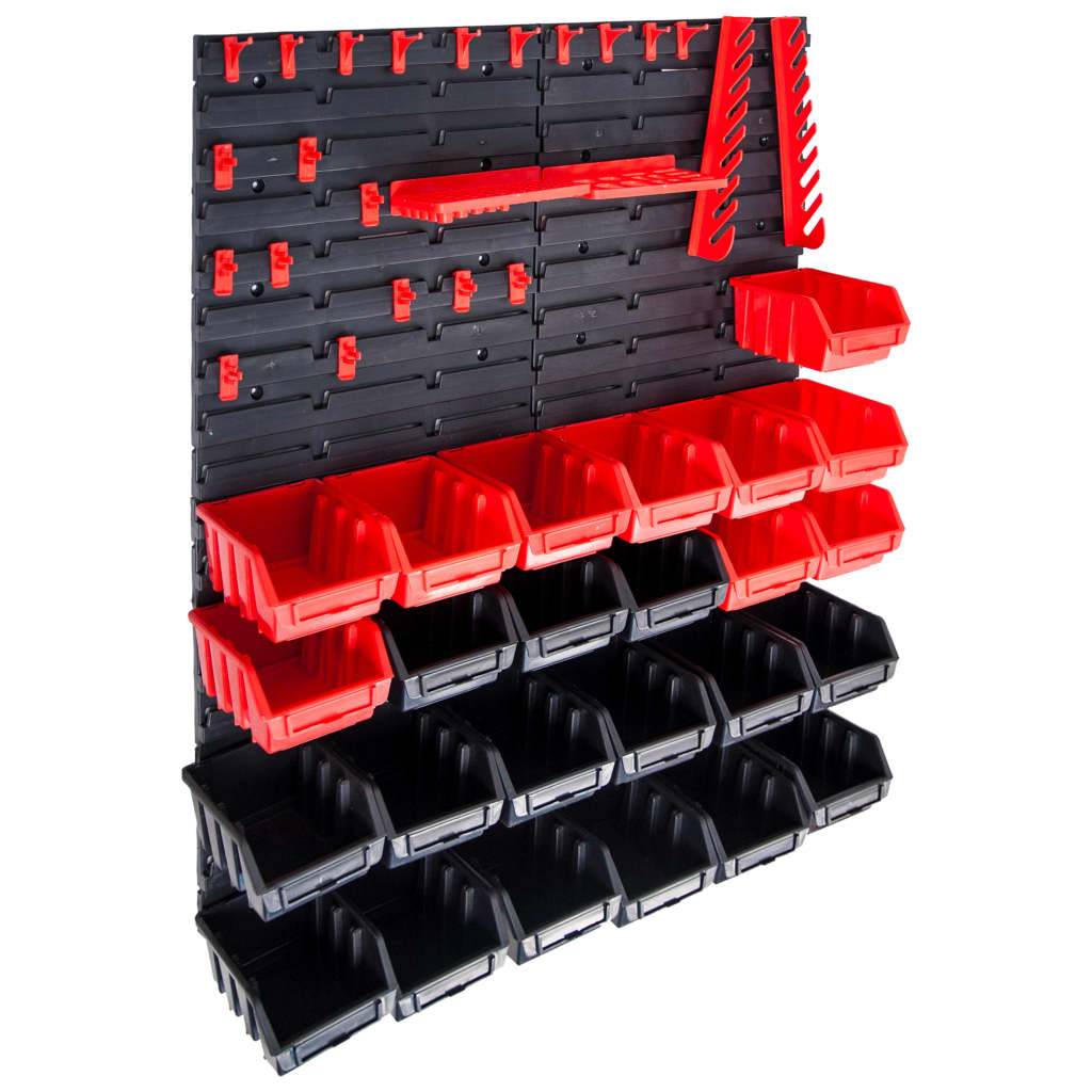 Helloshop26 - Kit de bacs de stockage et panneaux muraux 29 pièces rouge et noir - Image 1