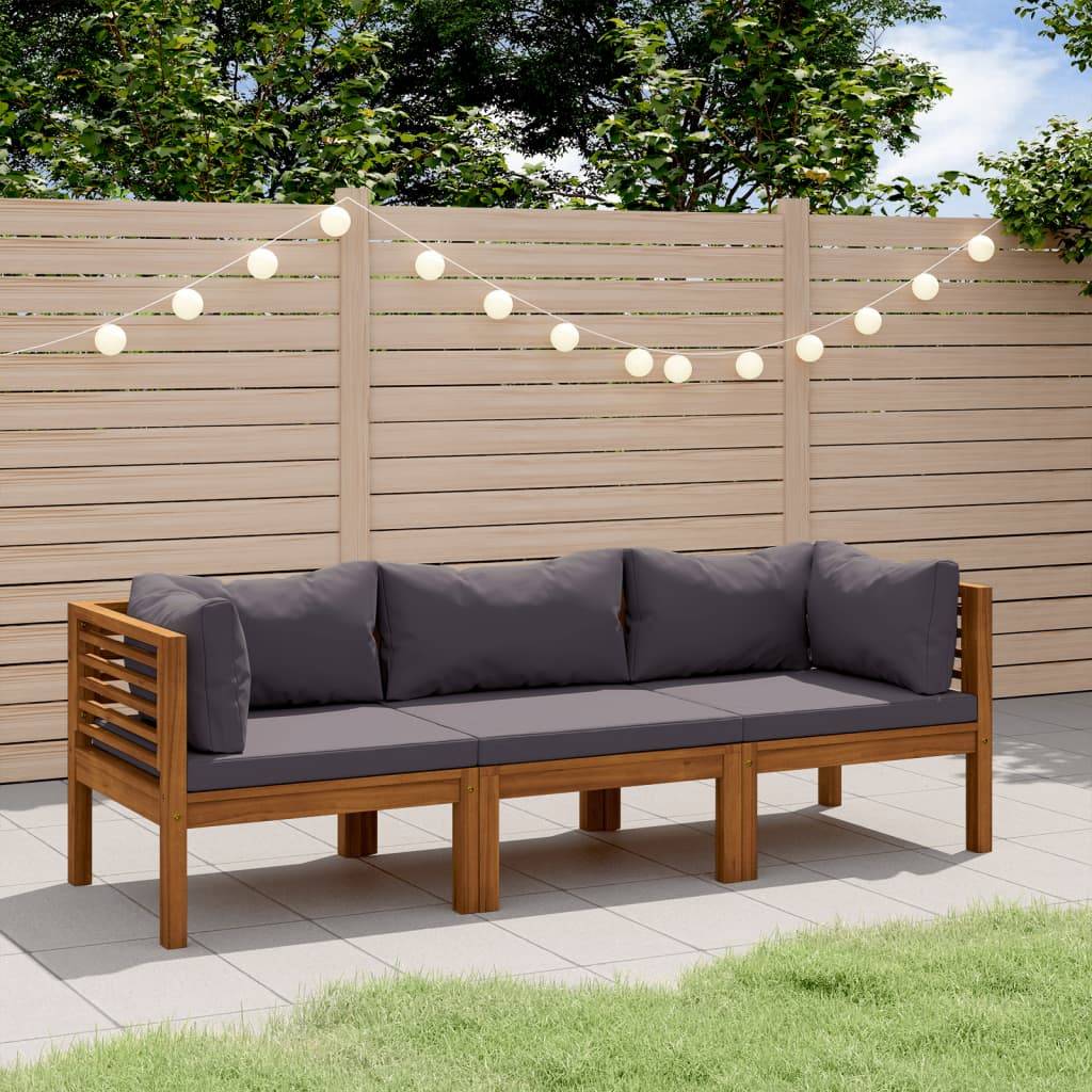 ComfortXL - Canapé de Jardin 3p Bois d'Acacia Massif Modulable avec Coussins Gris foncé – ComfortXL Outdoor Living - Image 1