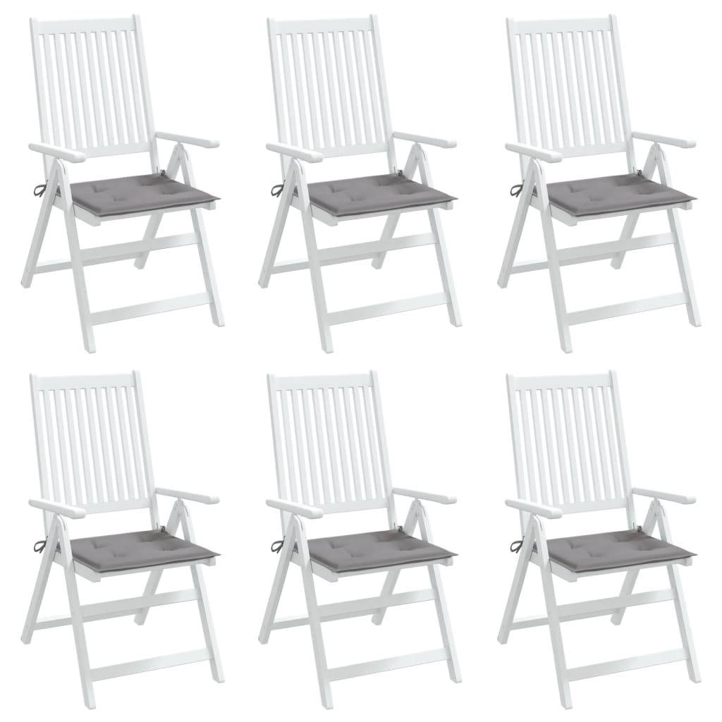 Coussins de chaise jardin lot de 6 gris 50x50x3 cm tissu oxford P149 - Image 4