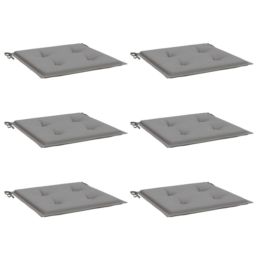 Coussins de chaise jardin lot de 6 gris 50x50x3 cm tissu oxford P149 - Image 3