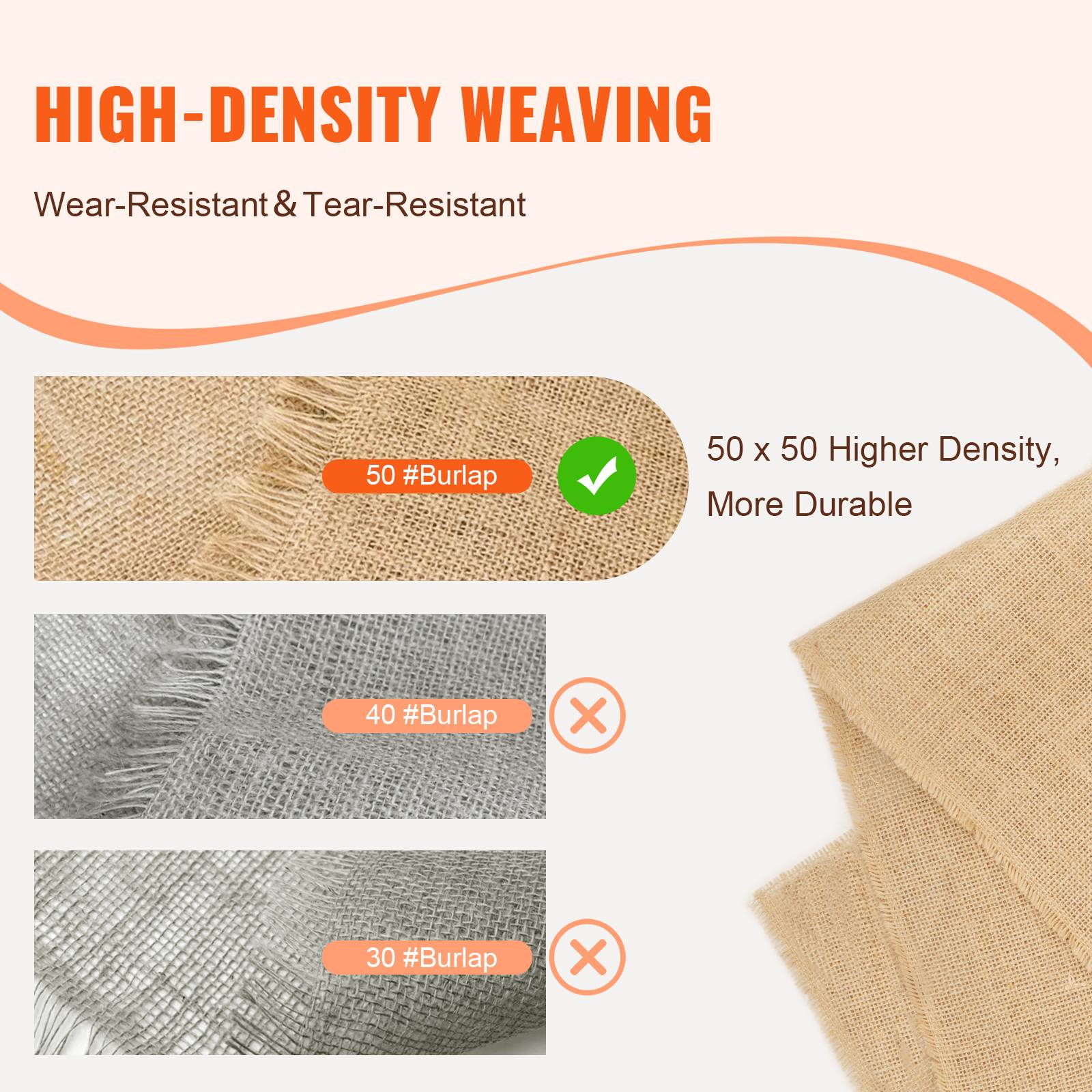Vevor - VEVOR Rouleau toile de jute 914 mm x 45,7 m, 50x50, naturel. - Image 3