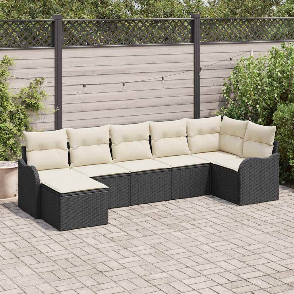 ComfortXL - Ensemble canapé extérieur 7 places Poly rotin modulable pour Balcon Noir et Blanc – ComfortXL Outdoor Living - Image 1