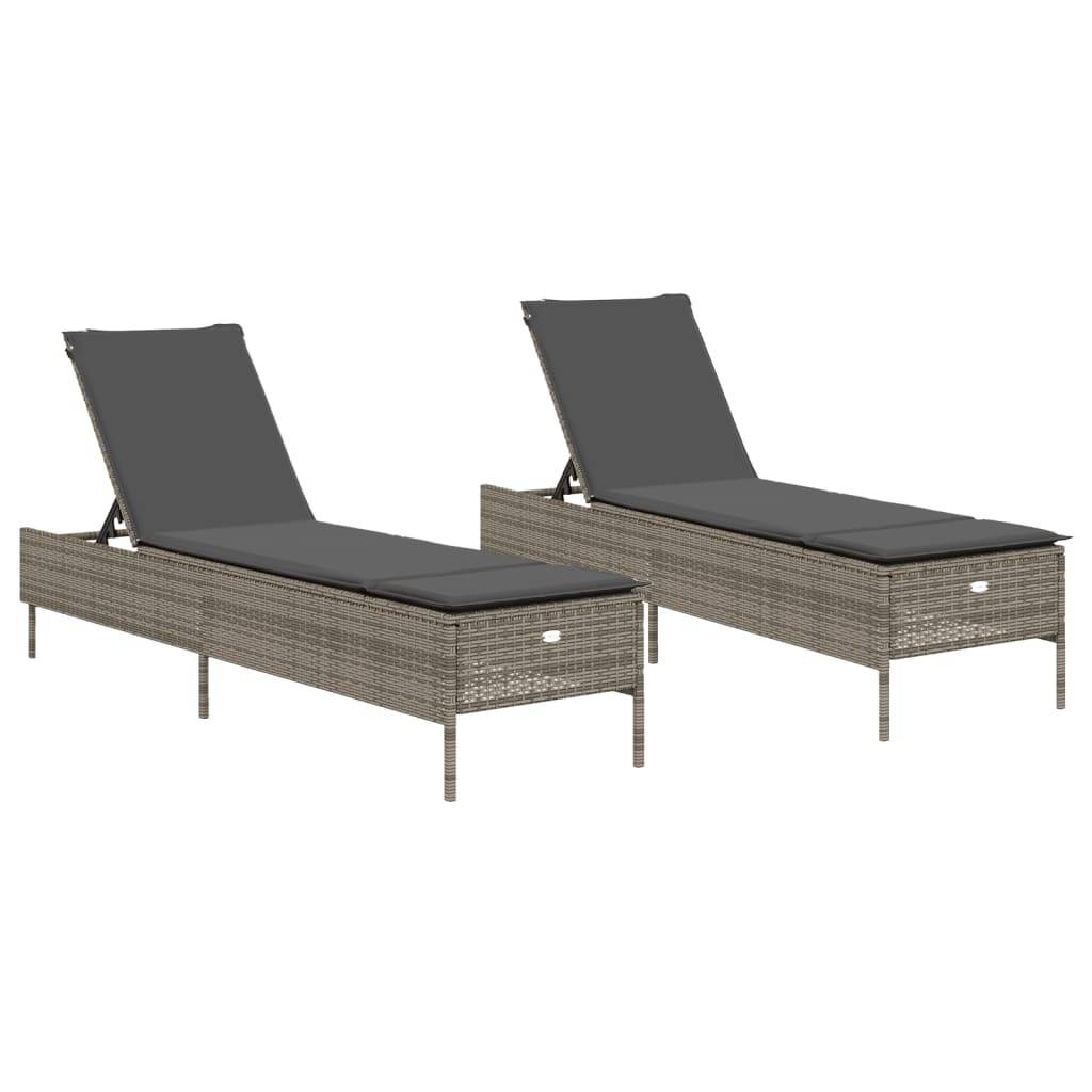 ComfortXL - 2 Transats Jardin Gris Résine Dossier Réglable Coussins Gris Foncé Terrasse – ComfortXL Outdoor Living - Image 2
