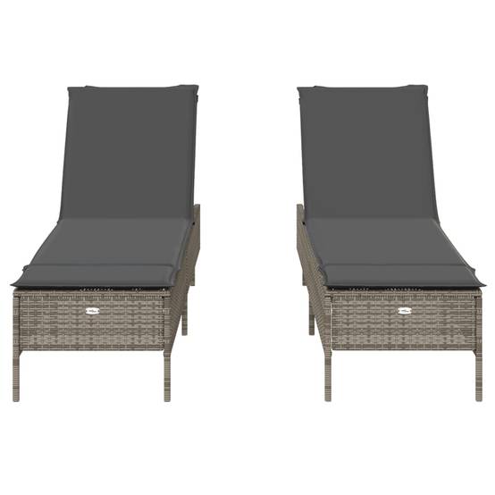 ComfortXL - 2 Transats Jardin Gris Résine Dossier Réglable Coussins Gris Foncé Terrasse – ComfortXL Outdoor Living - Image 5