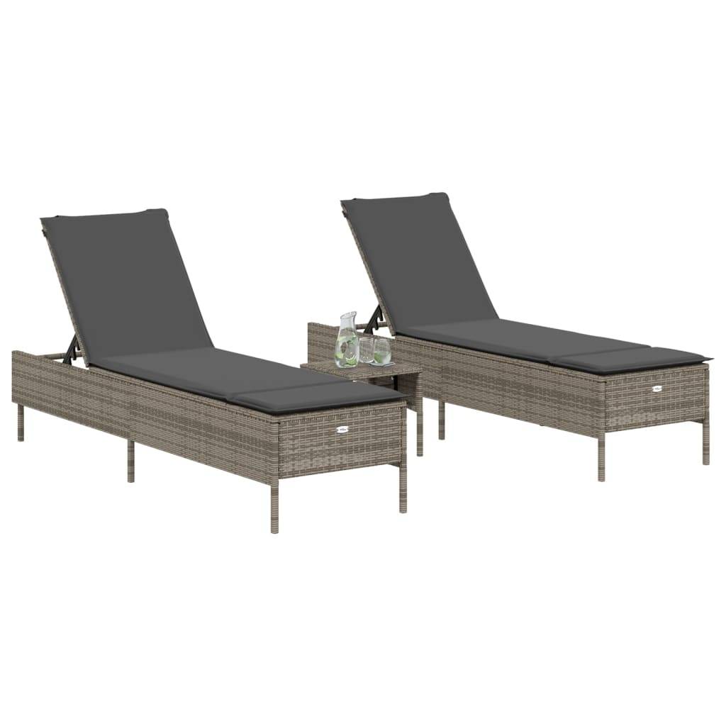 ComfortXL - 2 Transats Jardin Gris Résine Dossier Réglable Coussins Gris Foncé Terrasse – ComfortXL Outdoor Living - Image 3