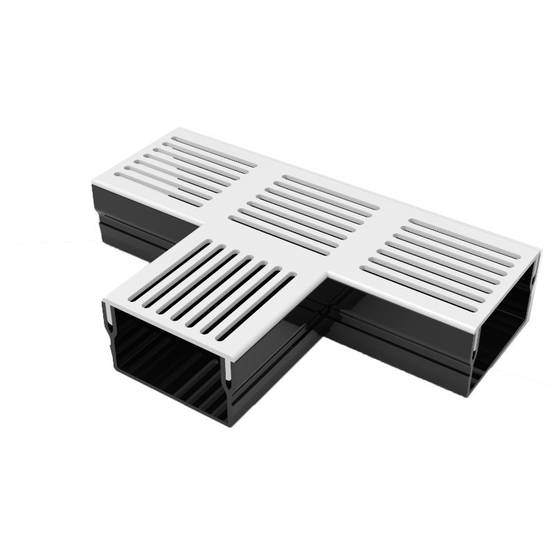Caniveau plat H 5 cm Grille aluminium - AquaDrain - FLAT - LINE ECO - Pièce en T